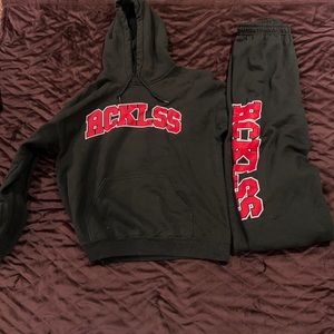 Mens rckless hoodie and sweat pants set